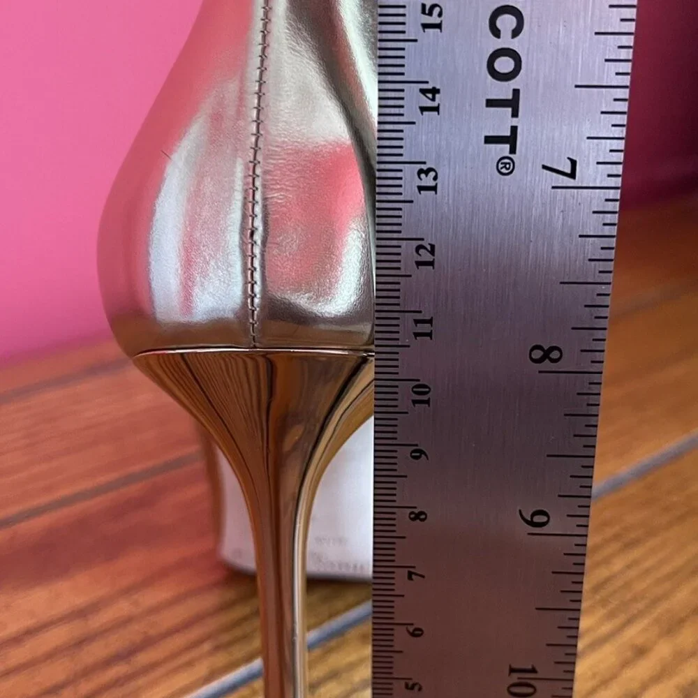 Jimmy Choo Romy 105mm Liquid Mirror Leather Gold - Picture 10 of 11